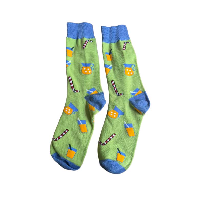 Moteriškos madingos „Fruit Art“ medvilninės vidurio vamzdžio kojinės – stilingos, kvėpuojančios ir šiltos visais metų laikais