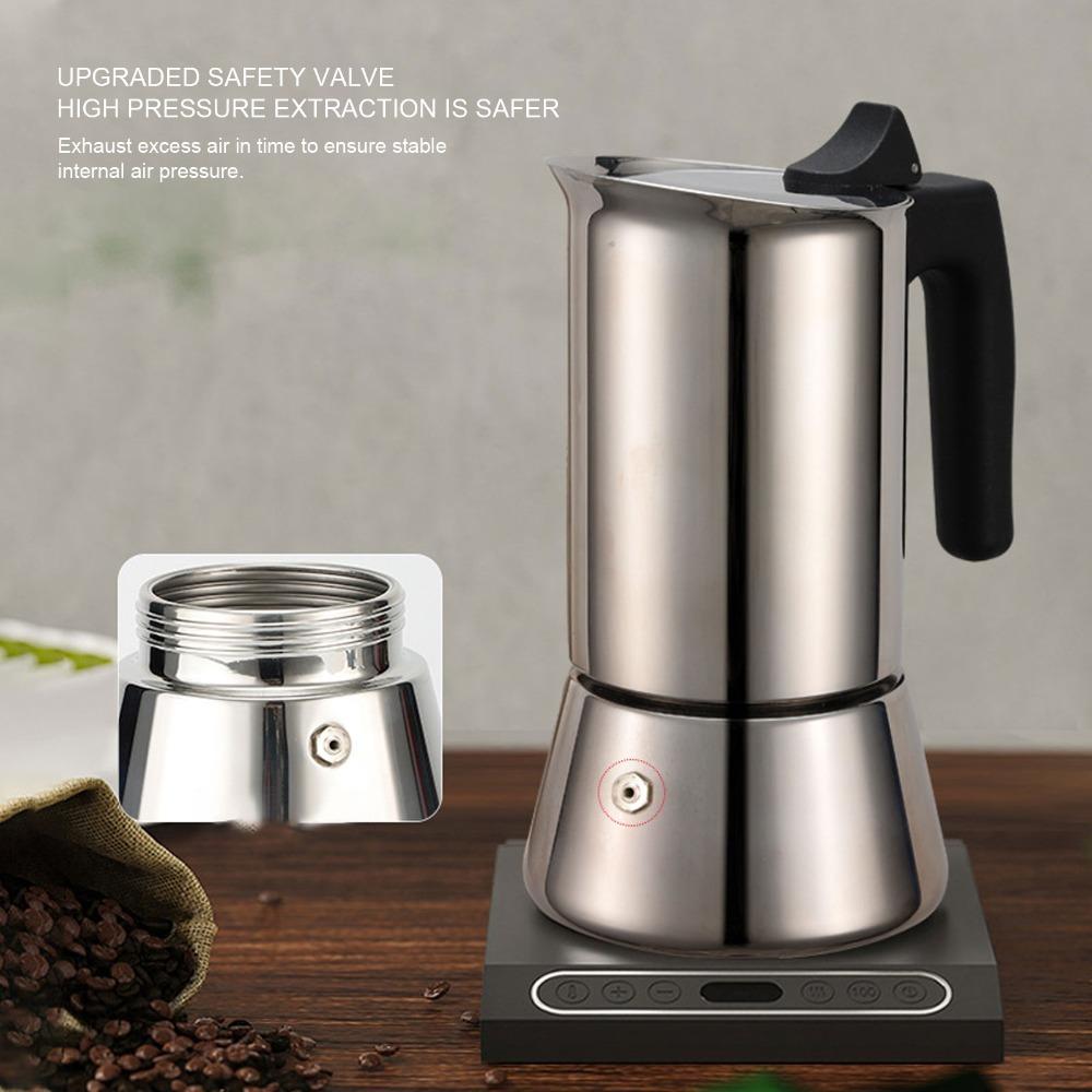 Silver Stovetop Moka Pot Stainless Steel Stovetop Espresso Maker Coffee Making