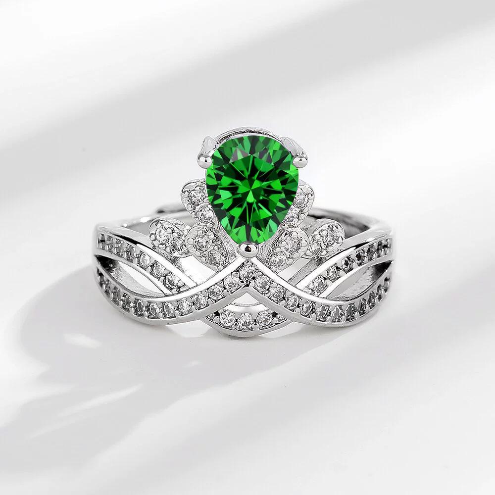 2026 Fashion Jewelry Full Diamond Premium Crown Women's Ring Temperament Set Light Luxury Ring Women