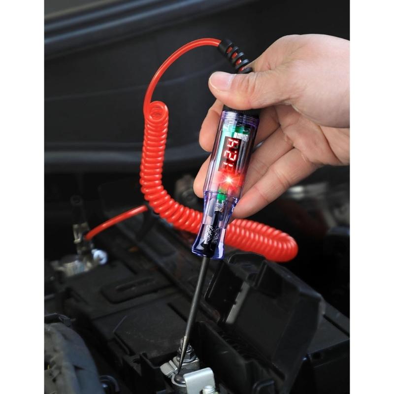 Digital LED Voltage Tester with 3V to 120V Ranges & Safety Plastic Designs Auto Circuit Test Pen for Car & Motorcycle