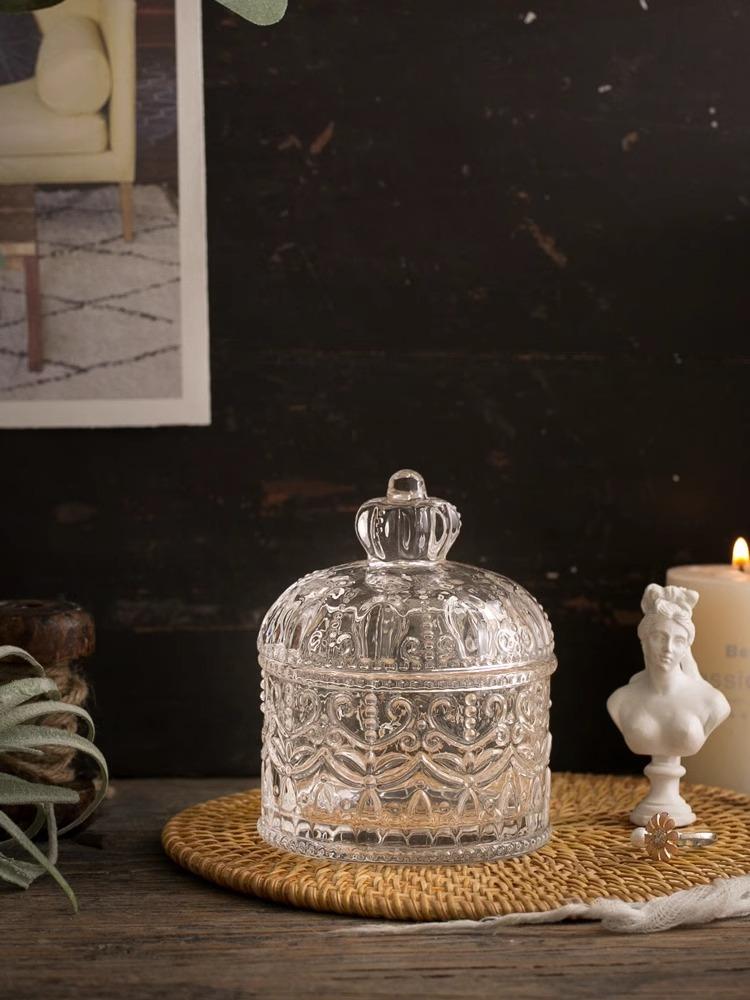 Crown Glass Jar Glass Candy Jar for Necklaces Snacks Hair Accs Jewelry Wedding Jewelry Box Jewelry Storage Case