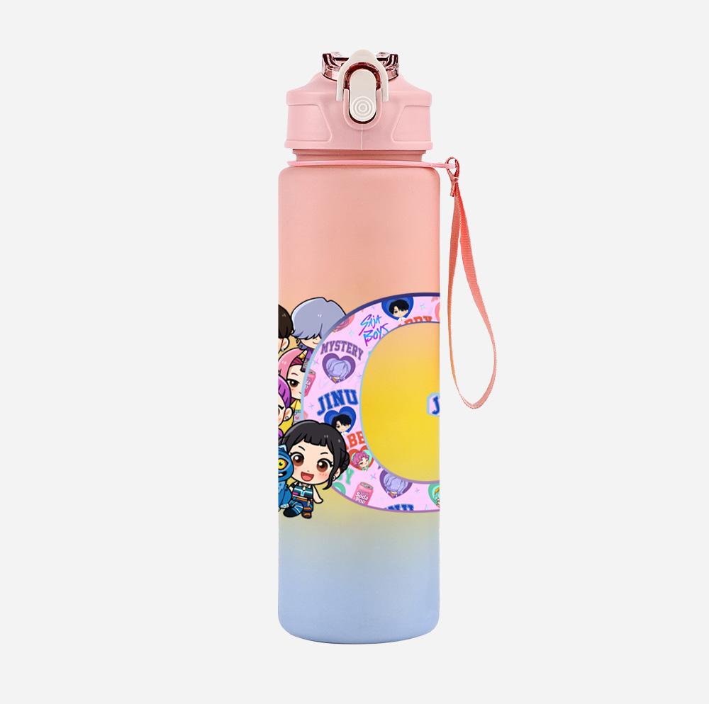 26 English Letter K-Pop Demon Hunters Printed 750Ml Water Bottle Large Capacity Drinking Cup Portable Children Outdoor Sports Water Cup