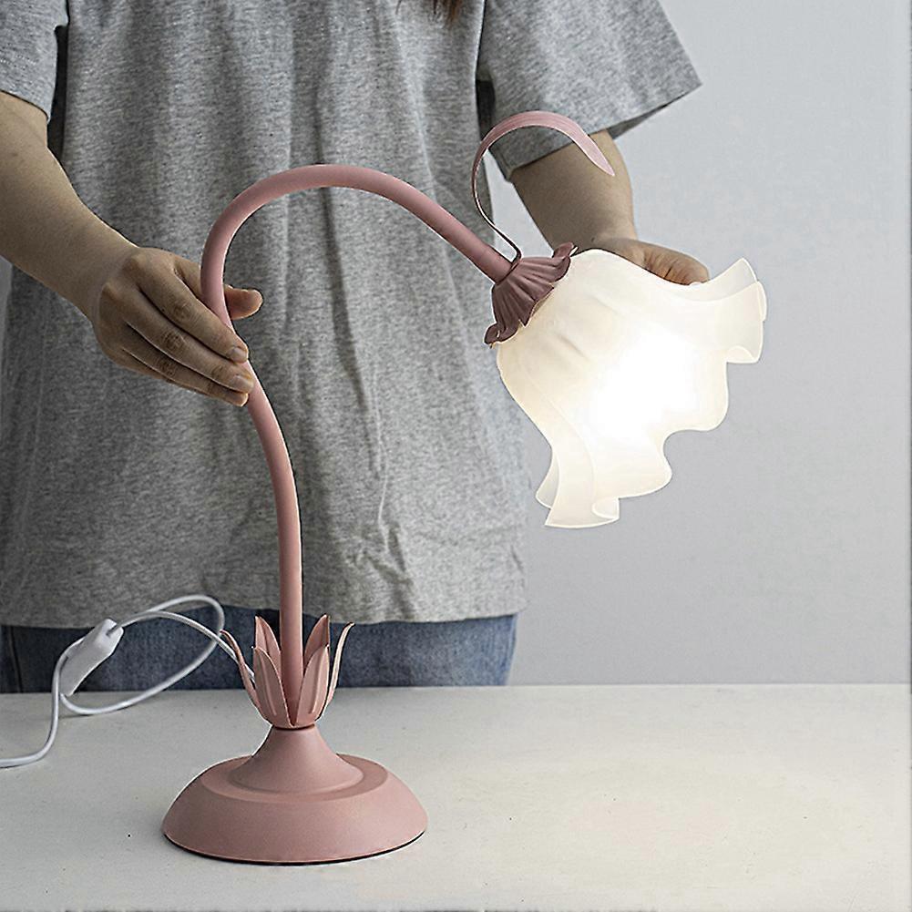 Cute Flower Table Lamp, 3 Color Temperature Table Lamp with LED Bulb Retro Bedside Lamp US Plug Pin