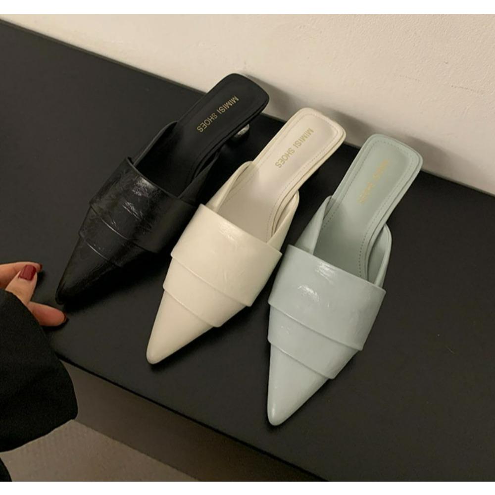 Design Elegante Moda Estiva Tacchi Medi Sottili Pantofole da Donna Mules Eleganti a Punta Scarpe