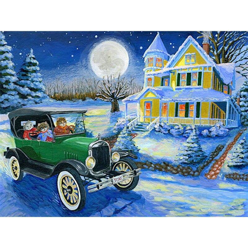 New 5D DIY Diamond Painting Car Diamond Embroidery Winter Cross Stitch Full Round Drill Crafts Home Decor Manual Art Gift
