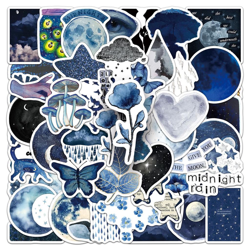 50 Regen Nacht Graffiti Aufkleber Kreatives Aquarell Wind Nacht Frisch Dekorativ Notizbuch Koffer Guka Aufkleber