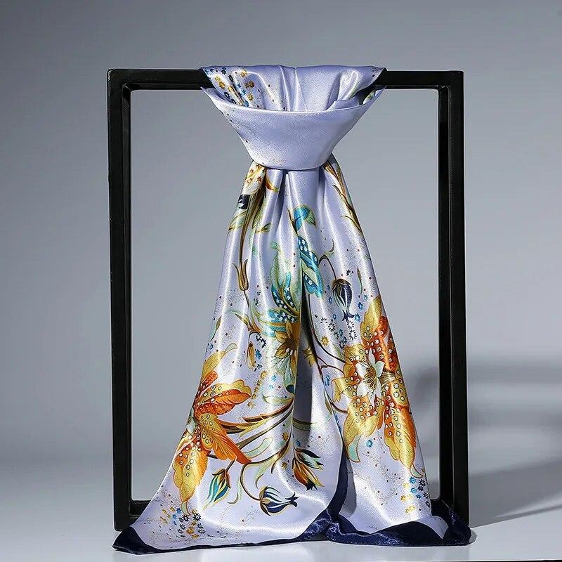 90x90cm Mode Silk Satin Scarf För Kvinnor Pannband Fyrkantiga sjalar och Wraps Halshalsdukar