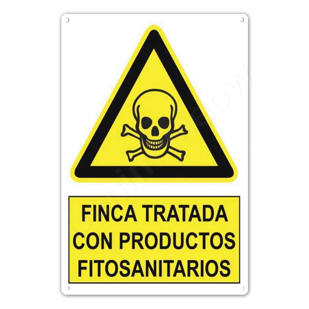 Spanish Warning Sign, Danger Metal Sign for Street, Yard, Bar, Workshop Decor, Yellow Waterproof Caution Signs, Outdoor Indoor