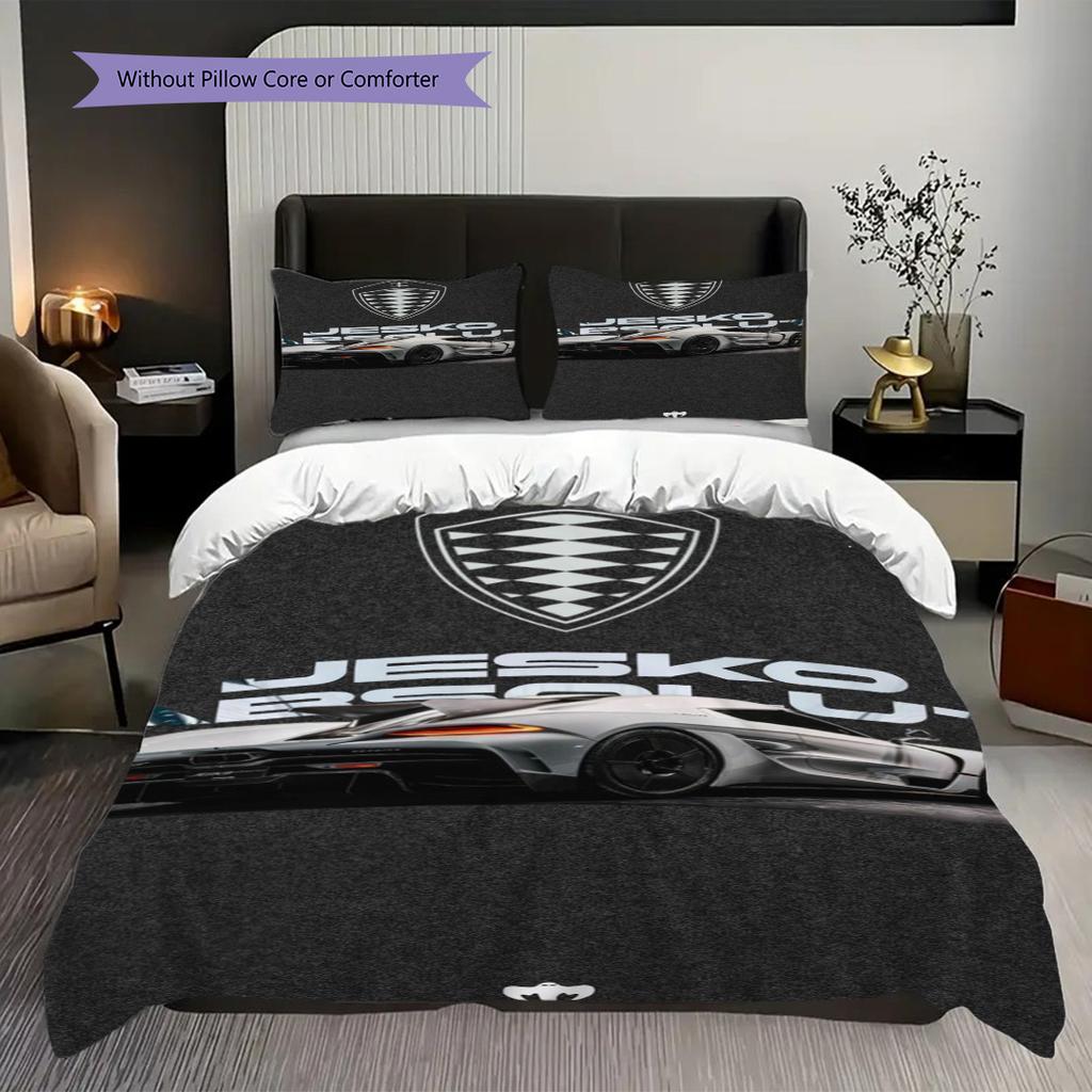 Koenigsegg Jesko Elegance Set a tre pezzi (1 * copripiumino + 2 * federa, senza nucleo) Copripiumino e federa 2D piatti Morbidi e comodi