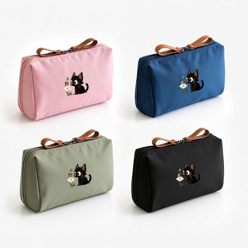 Cat Printed Cosmetic Pouch Portable Size Travel Pouch Simple Handbag For Women