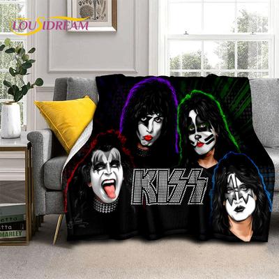 Kiss Rock Heavy Metal Band Gene Paul Weiche Flanelldecken, Überwurfdecke Bequeme Decke für Picknick Betten Sofa Zuhause Schlafzimmer