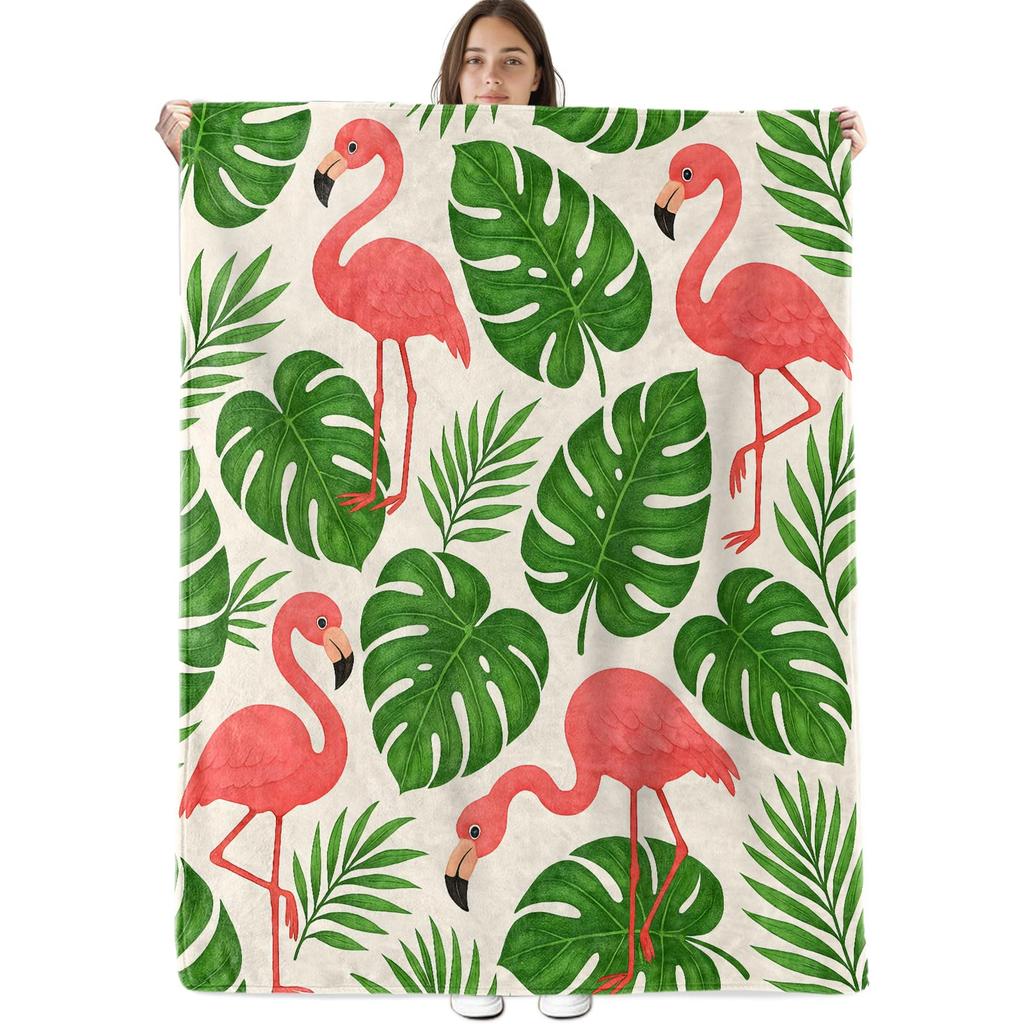 Tropical Palm Leaves Throw Blanket Ultra Soft Warm Lightweight Cozy Plush Blanket for Bed Chair Car Sofa Couch Bedroom Dorm