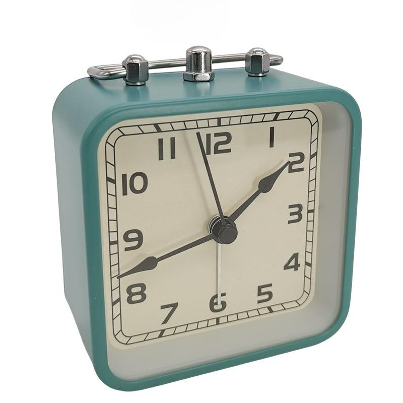 

Square Ring Alarm Clock Metal Seat Clock Desktop Clock New Metal Table Clock with Snooze and Light