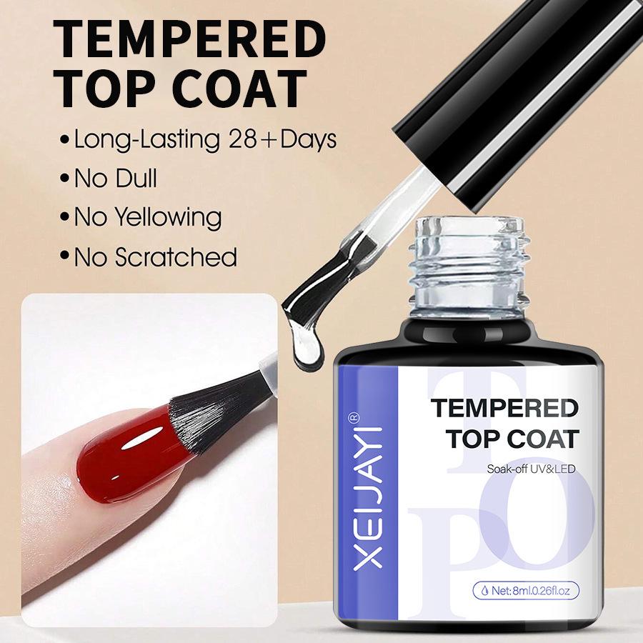 Japanese Nail Base & No-Wipe Top Coat Set - Long-Lasting Salon Quality