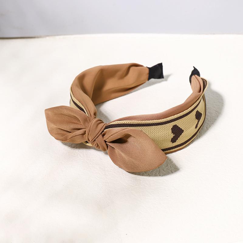 Vintage Print Wool Satin Patchwork Headband for Women Ladies Shopping Party Photograph Hair Hoop Accessories