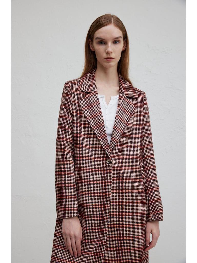 Manteau Épais Rétro à Carreaux Automne 2024 pour Femmes