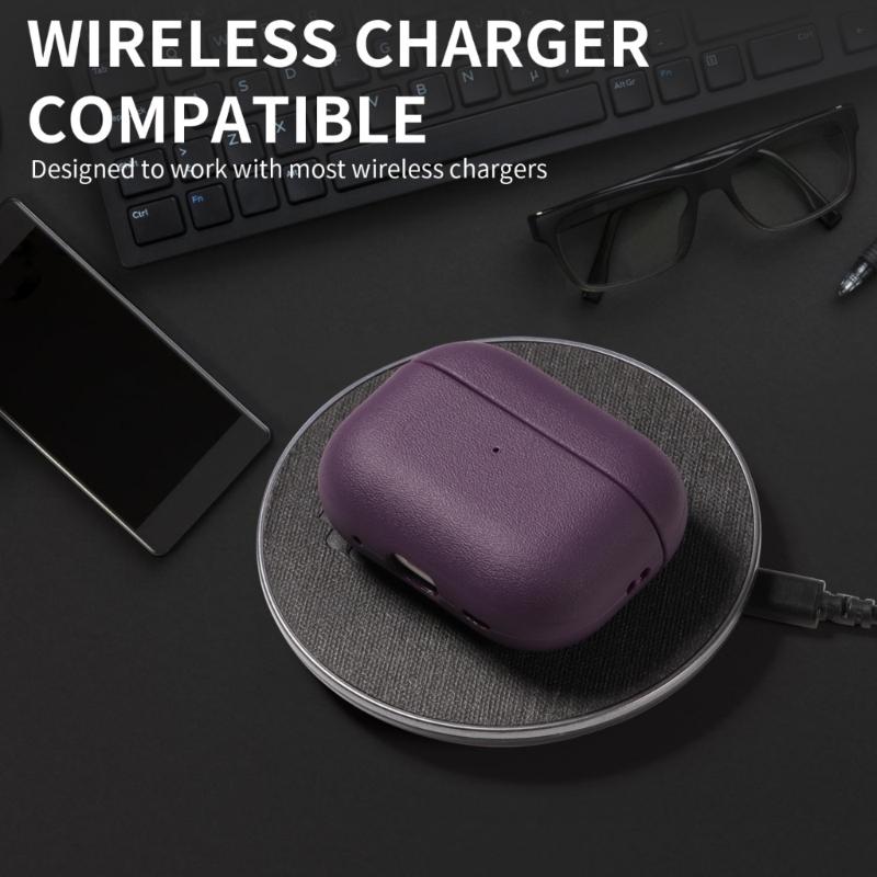 TPU Leather Texture Soft Case for 2 Earphone with Lanyard Flexible and Protective Cover