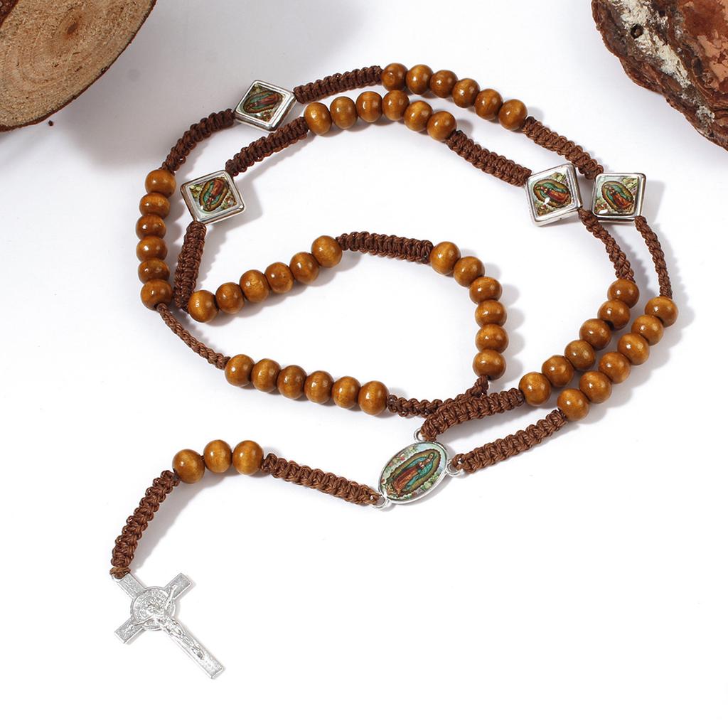 Rosary Beads Crosses Necklace Catholic Rosary Necklace with Crucifix Miracles Medals First Communion Christian Gift
