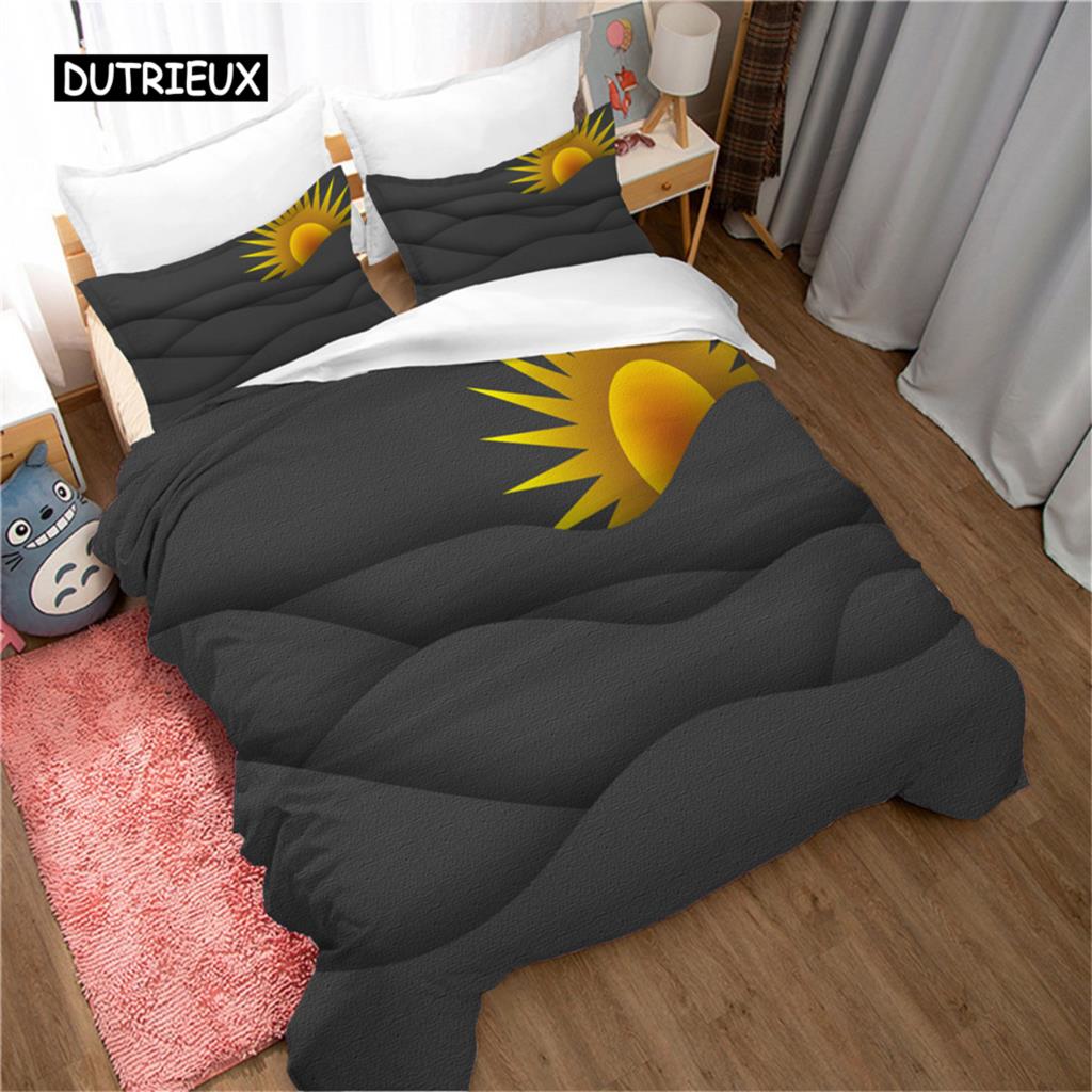 Bettbezug-Set mit Bergmotiv, Wald und helles Mondlicht, Elchlandschaft, Bergbettwäsche-Set, Kingsize, weicher Bettbezug aus Polyester