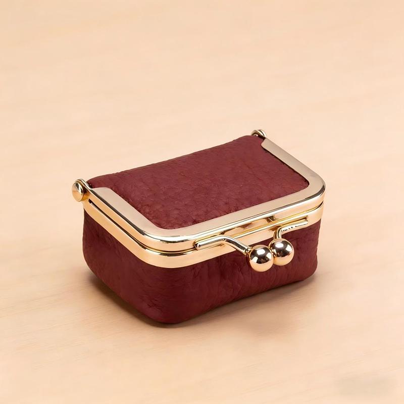 PU-Leder Kiss Lock Münzbörse Unifarbene Multifunktionale Mini Kleine Gegenstandstasche Schmucktasche Quadratisch Schlüssel Lippenstifte Ohrringe