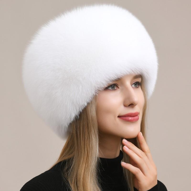 Thickened bomber hats Women's winter luxury warm ear protection real fox fur hats Princesses real fox fur hats for girls