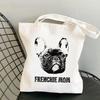 Frenchie French Bulldog Print Reusable Women Shopping Tote Bag Women Shoulder Bag Students Teacher Book Bag Travel Storage Bags