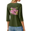 3/4 Sleeve Tops For Women T-Shirt Casual Christmas Print Tops T Shirt Round Neck Pullover Blouse