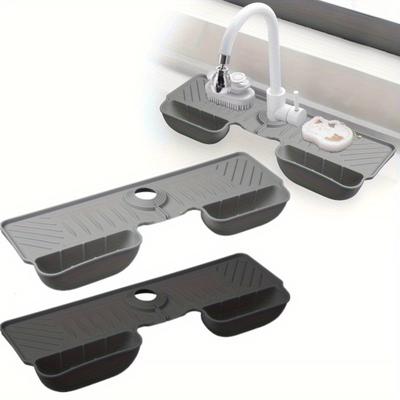 Apărător de stropire pentru chiuvetă din silicon 1 bucată, tampon de stropire reglabil pentru robinet, suport pentru burete din silicon, tampon pentru robinet din silicon