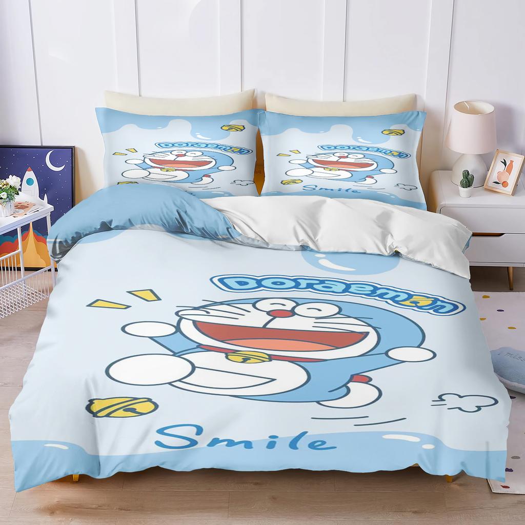 Cartoon Duvet Cover Home Blue Printed Pillowcase Set Adult Bedroom Children Comforter Bedding