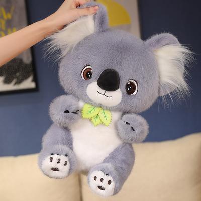 Großer Niedlicher Sitzender Grauer Koala Mit Blättern Plüschtiere Simulation Australien Koala Stofftier Weiche Spielsachen Für Kinder Weihnachtsgeschenke