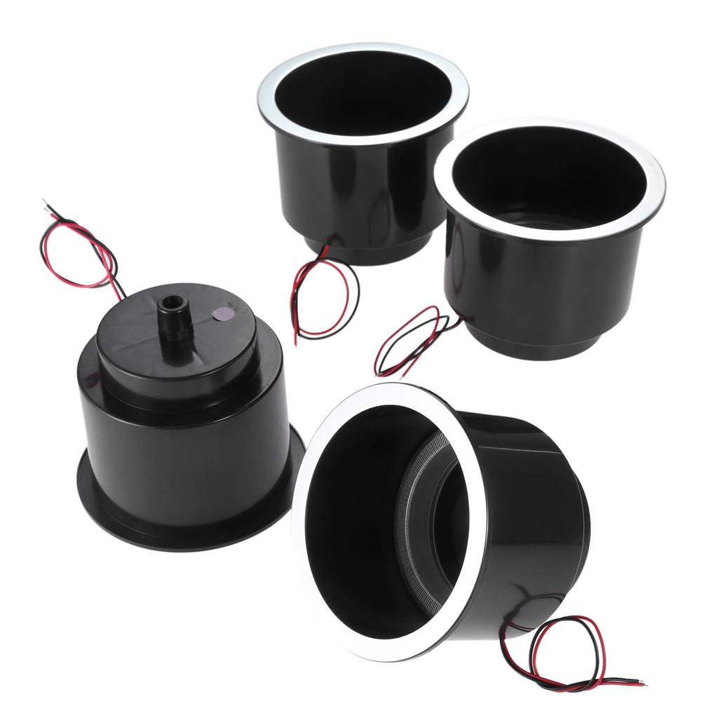 Plastic Marine RV Car Cup w/LED Lights |Drink Can Water Bottle Holder Plastic with Water Outlet Drain Holes for