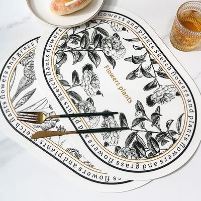 Tischset aus Leder, oval, ölbeständig, Tischset für Zuhause, Esszimmer, Küche, Tischset, Design, Esszimmer, wasserdicht, hitzebeständig, Heimdekoration
