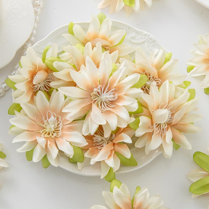 

10/20PCS Artificial Flowers Silk Small Lotus Home Room Table Yard Decor Wreath Wedding Bridal Accessories Headwear Diy Gifts Box 10 PCS