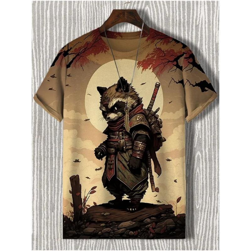 3D printed round neck comfortable men's clothing