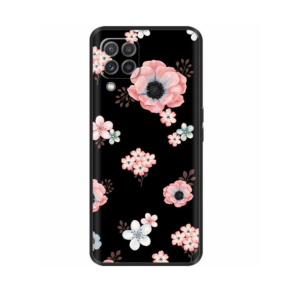 For Samsung A12 M12 F12 Case Stylish Painted Cover Soft Liquid Silicone Phone Case For Galaxy A12 A M F 12 Fundas TPU Capa Black