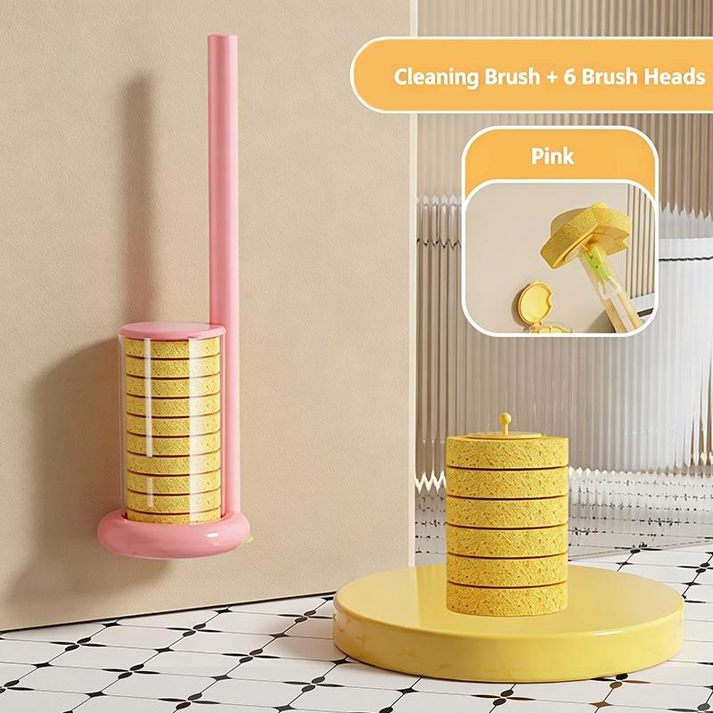 Disposable Toilet Brush Kit with Removable Heads for Bathroom Germ-Free and Efficient Strain-Free Cleaning