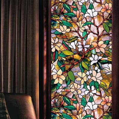 Raamfolie Privacy Magnolia Raamfolie stickers Zonder Lijm Statisch Hechtend glas Stickers Zon UV Blokkerend Warmte