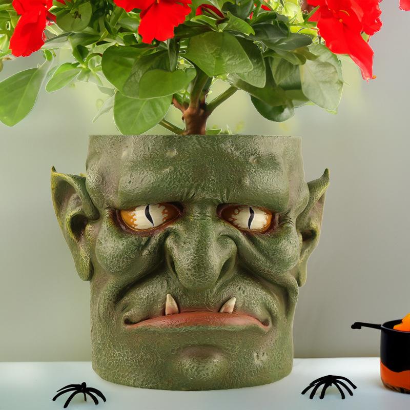 Kreativní pryskyřice nepředvídatelný výraz Květináče Patio Garden Desktop Sukulentní zelené květináče Ornamenty