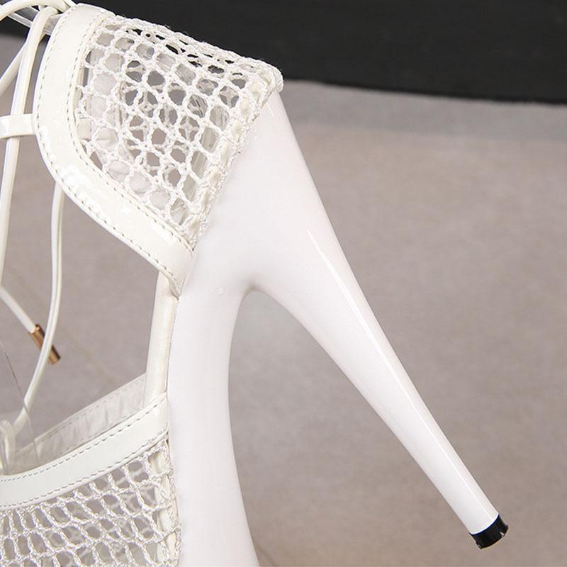 Buty damskie Casual Match Summer Hollow oddychająca siateczka cienkie sznurowane sandały seria 8661 15cm obcas 5cm platforma LFD