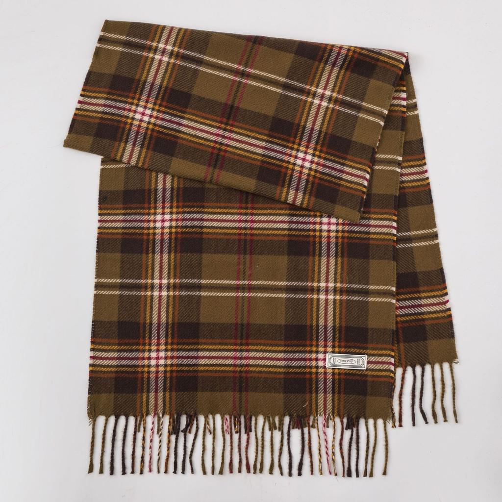 Winter new versatile plaid scarf women's color matching warm fringed scarf checkerboard high-end imitation cashmere scarf