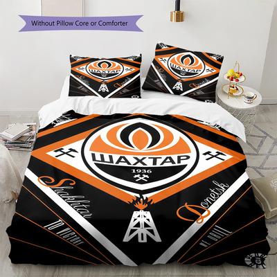 FC Shakhtar Donetsk Pattern Bedding Quilt Set Quilt Cover Pillowcase Home Decoration Birthday Gift (1 * Duvet Cover + 2 * Pillowcase, Without Core)