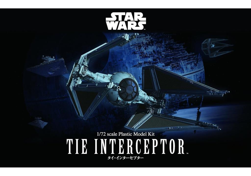 BANDAI SPIRITS Star Wars Scale TIE Interceptor Plastic Model Kit 1/72 Pre-colored