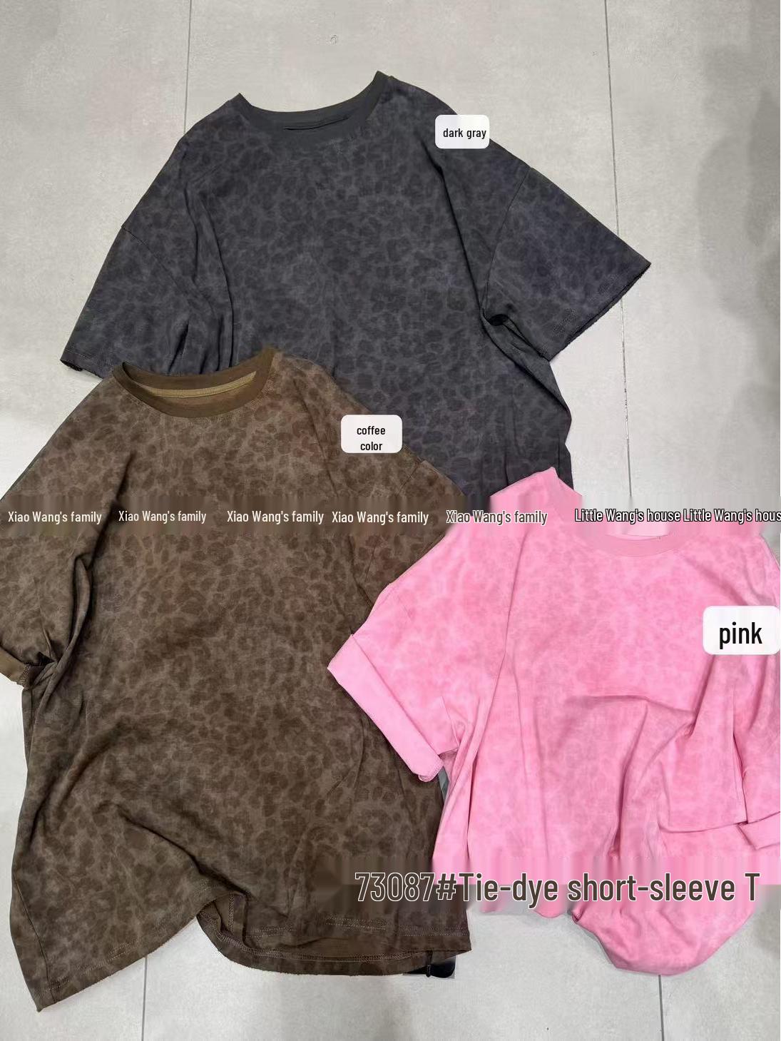 

Xiao Wang s Spring 73087 Plus Size Tie-Dye Leopard T-shirt One Size кофейный