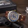Ceas de mână bărbătesc retro la modă, Tourbillon golit, mișcare mecanică complet automată, ceasuri mecanice, reloj automático