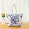 Women's Large Capacity Travel Tote Bag with Blue Evil Eye Print Beach Shoulder Bag, Zipper Closure for Casual Outings, Shopping, Beach Trips Bag