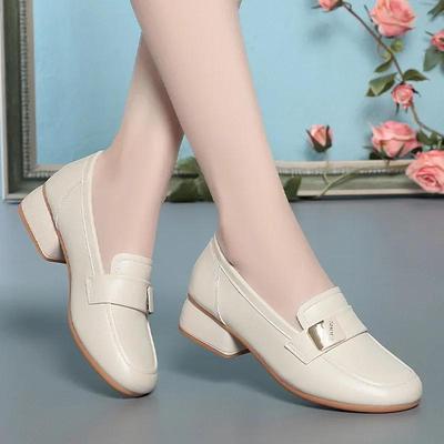 3,5cm Atmungsaktive Bequeme Flache Weiche Lederschuhe 2025 Herbst Mittelhohe Blockabsätze Slipper Damenschuhe für Büro Mutter