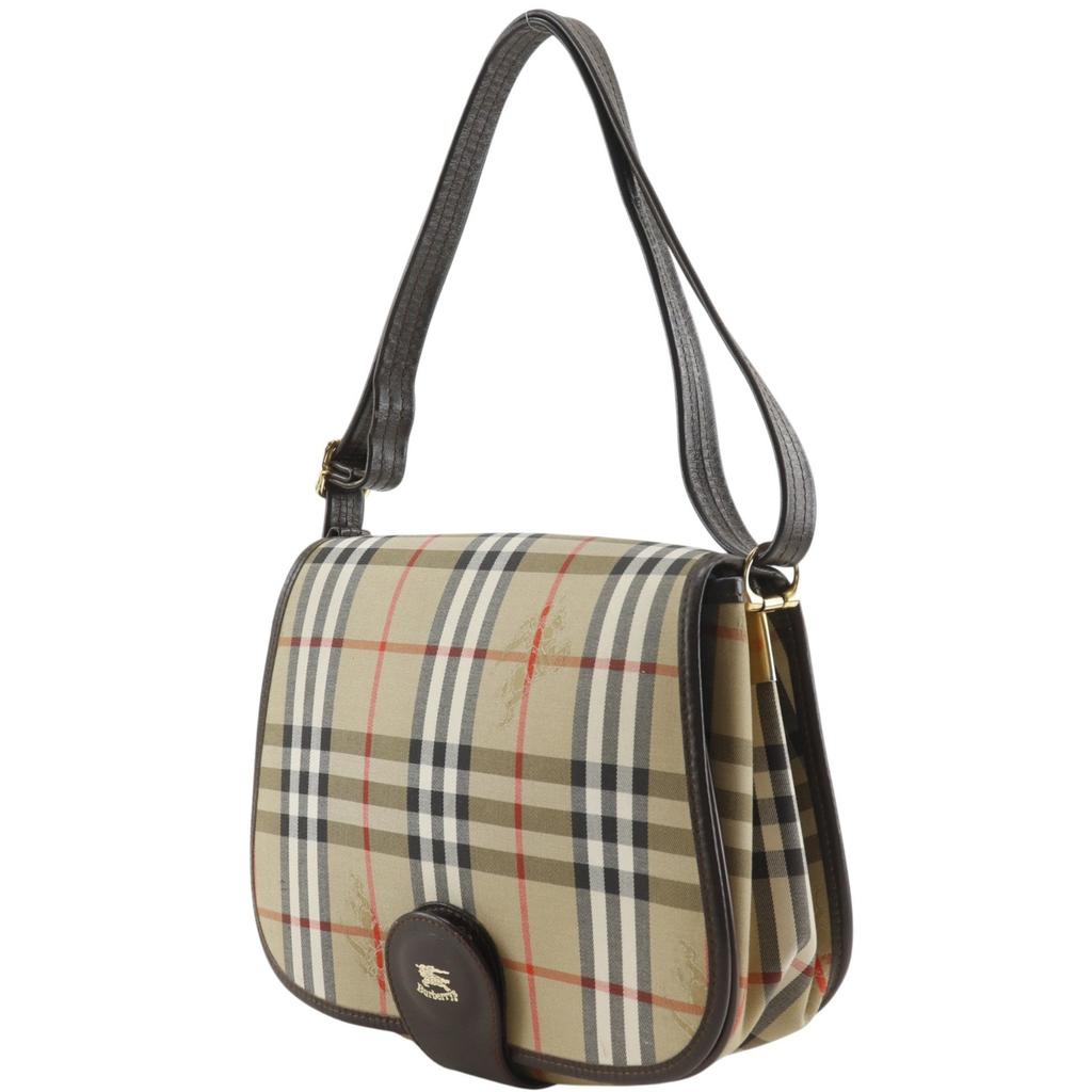 BURBERRY Nova Check Shoulder Bag beige canvas/leather Women Used