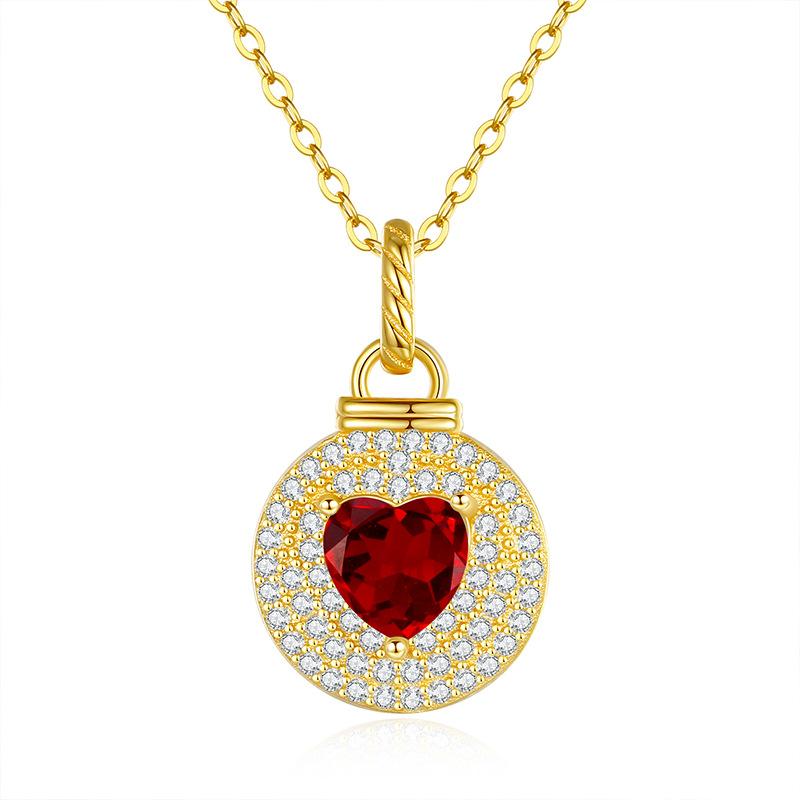 

New S925 silver love natural crystal stone pendant light luxury collarbone chain birthday gift 925 silver