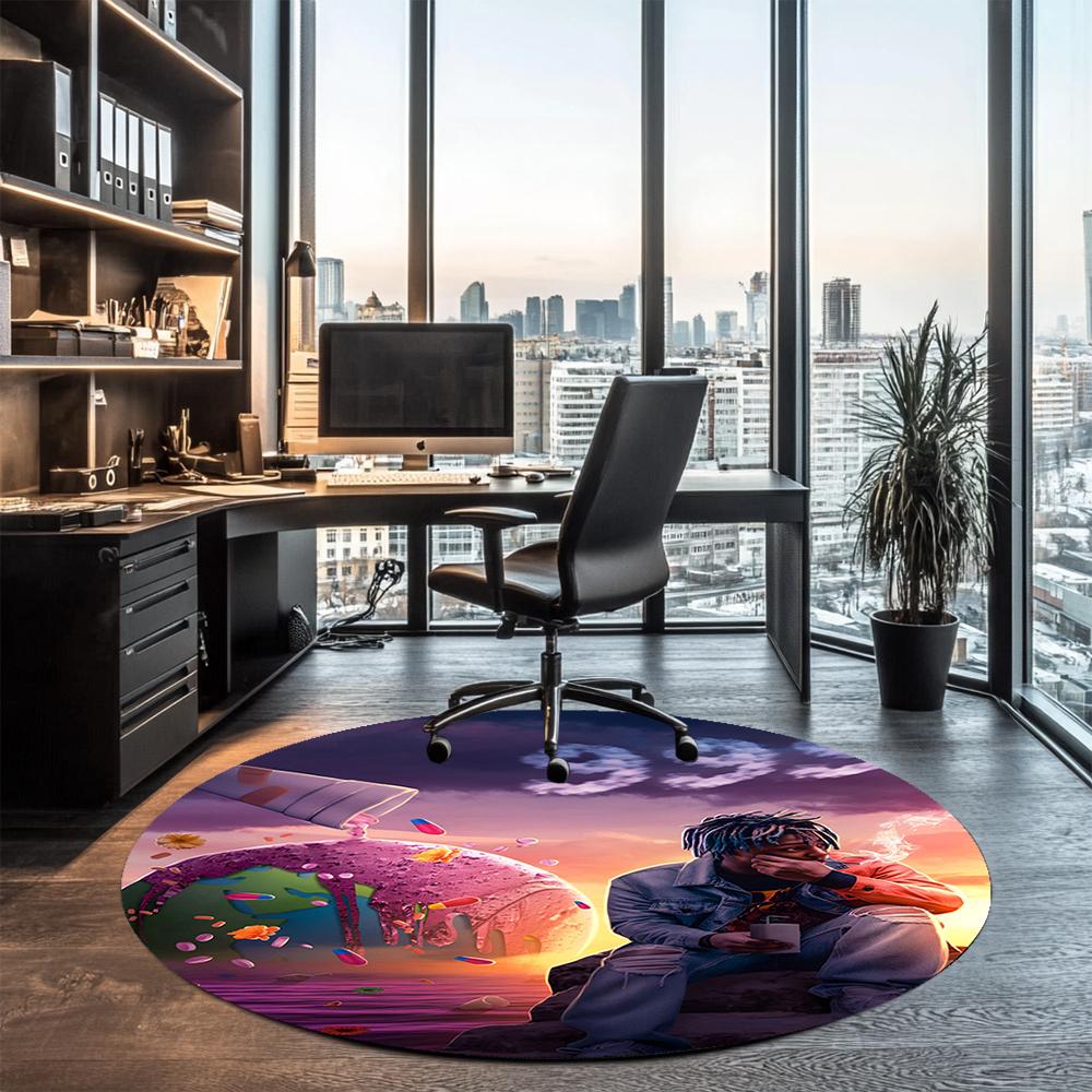 Juice WRLD Printed Round Rug Carpet Chair Rug Area Rug Entryway Doormats,for Office Chair Living Room Bedroom Kitchen Room.