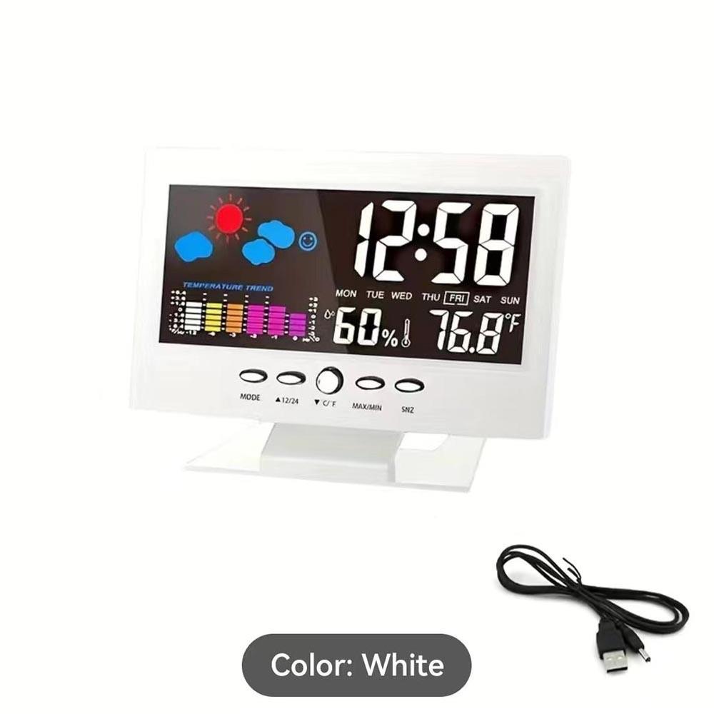 Weather Clock 8082T: Color Screen Display, Voice-Controlled Temperature & Humidity Alarm Clock